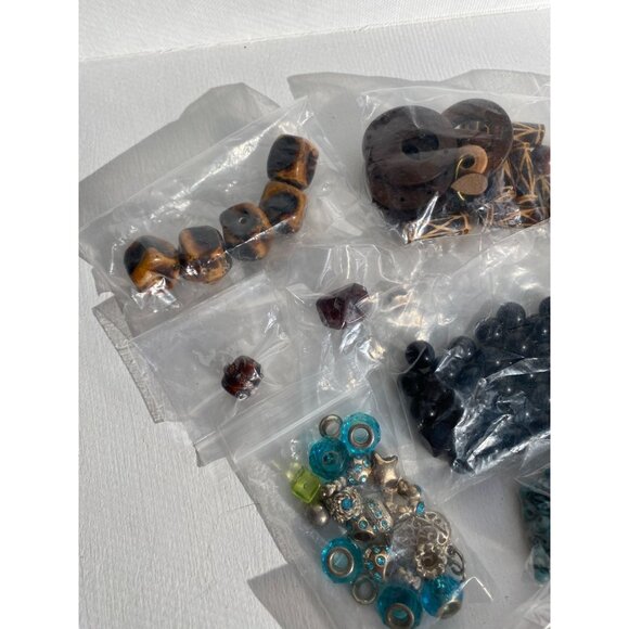 Mixed bead Lot Multiple Colors, Sizes, Stone, Acrylic, Ceramic, Wood, Metal, Gla - Picture 2 of 8